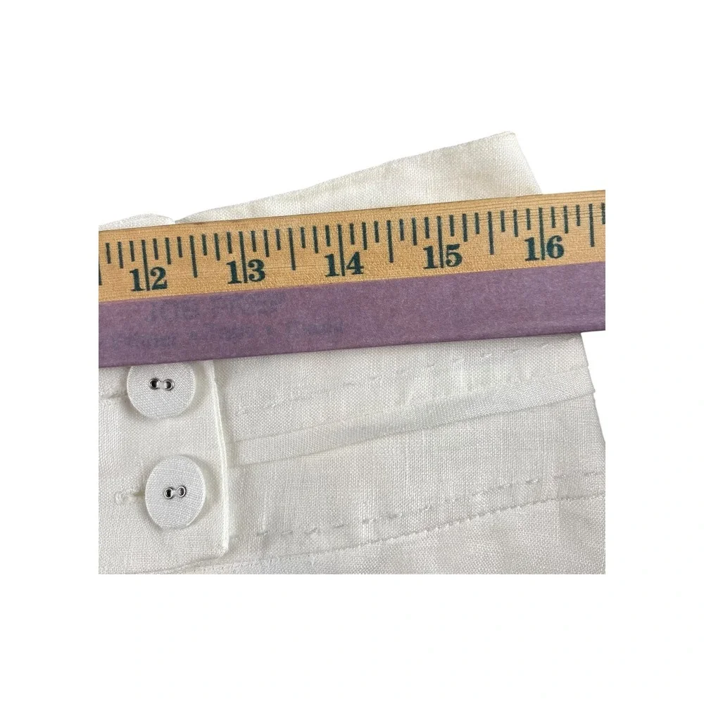 David Brooks White Linen Blend Maxi Skirt High‎ Waist Button Detail Size 10 - Picture 4 of 7